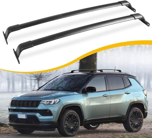 WSXCDE Auto Dachträger, für Jeep Compass 2017-2024 Aluminium Dachträger Relingträger Abschließbar Auto Dachträger Querträger Reisen Camping Zubehör
