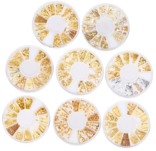FOMIYES Diy Accessories for Nail 8 Pack Nail Art Studs Alloy Plastic Material Manicure Jewelry for Women