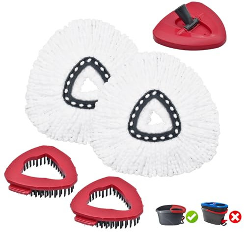Mop Heads Replacements for Ocedar, Mop Replace Head for O Cedar, Spin Mop Replacement Head for Ocedar Easy Wring 1 Tank System, Include 2 Pack Spin Mop Refills & Scrubber Mop Head & 1 Pack Mop Base