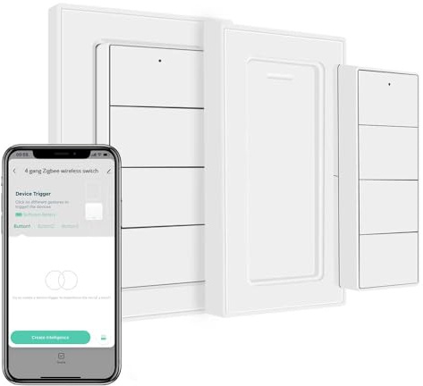 Blindsmart Drahtlose Zigbee Smart Button, 4-Wege-Fernbedienungstastenschalter Für Home-Geräte, Szenen-Controller, Kompatibel Mit Tuya, Home Assistant, Homey, Hubitat, Benötigt Tuya Hub