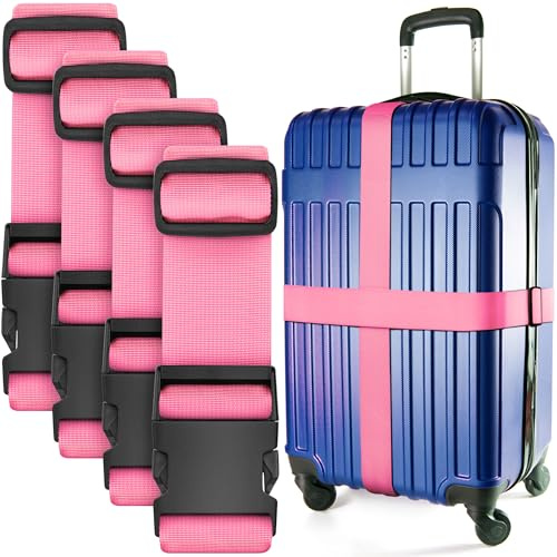 Luggage Straps for Suitcase - Pink, 1.9m x 5cm, 20 Pack - Strap for Suitcases - TSA Approved by BlueCosto