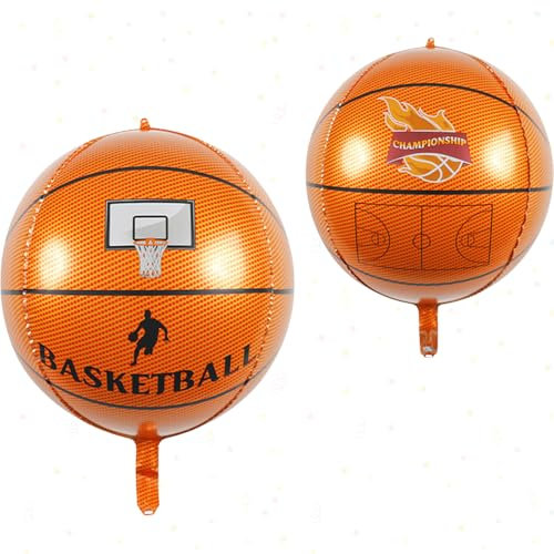 Ovanda Basketball Deko, 2 Stück Riesen Luftballons 55 CM Basketball Luftballons, Championship Basketbälle Folienballon Helium Ballons, Geburtstag Basketballs Geschenke für Jungs