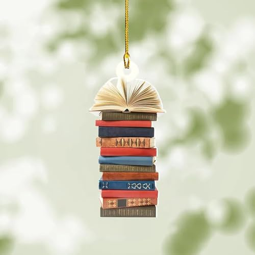Buch Weihnachtsbaum Ornament, Geschenke für Buchliebhaber, Acryl Kreative Weihnachten Auto Dekoration, Baumschmuck Home Decor Akzente