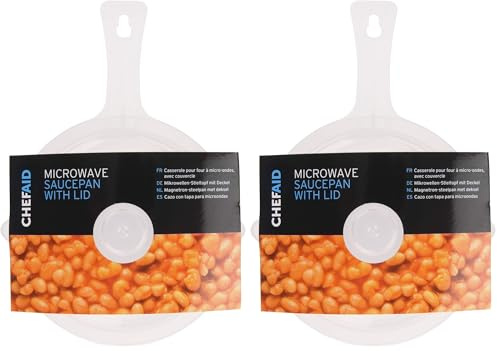 Chef Aid Microwave Saucepan with Lid, Measures 21.5 x 15.3 x 10.8 cm, White (Pack of 2)
