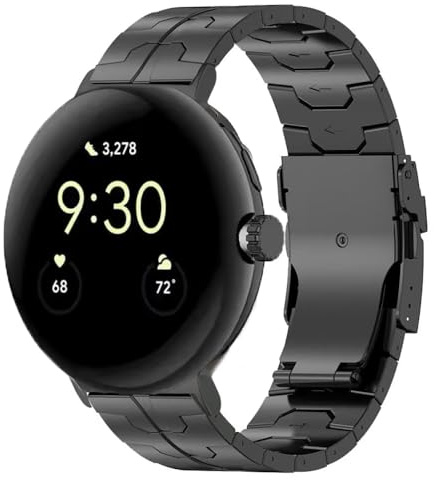synsing Titan Armband Kompatibel mit Pixel Watch 3 45mm Armbändern,Titan Metall-Uhrenersatzarmband für Pixel 3/2/1 41mm Armbandzubehör für Damen Herren,Black45