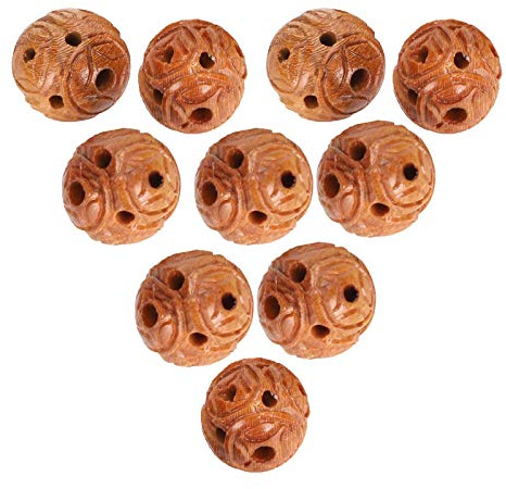 Perles en Bois de Pêche, 10 Pièces, Diamètre 1,5cm, Sculptées pour Bijoux DIY - Travail Raffiné, Parfait pour Bracelets et Pendentifs, Idéal pour Créateurs et Amateurs de Loisirs (Z51 1,5cm)