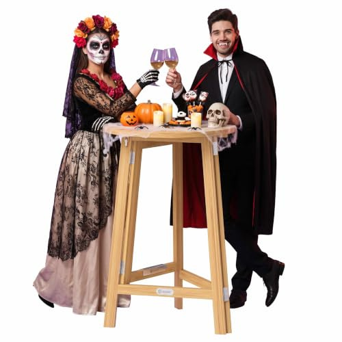 CASARIA® Stehtisch 2er Set Holz klappbar 111 cm hoch 78 cm rund Massivholz Bartisch Bistrotisch für Garten Balkon Terrasse Gastronomie Hochzeit Party