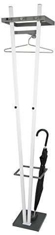 HAKU Wandgarderobe anthrazit, Chrom, weiß, MDF, Metall - Maße: B 34 cm x H 183 cm x T 30 cm, Style: Modern