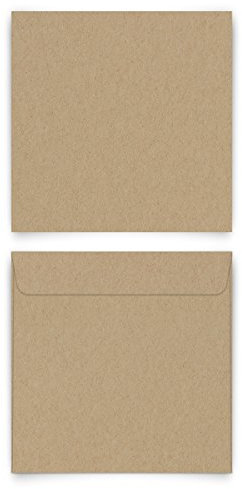 10 x Briefumschläge Quadrat 155 x 155 mm - Kraftpapier Look Selbstklebestreifen ohne Fenster