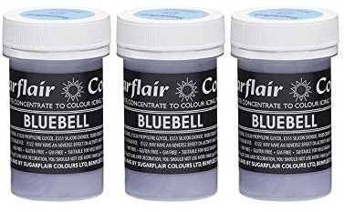Sugarflair Bluebell Pastel Food Colouring Paste, Highly Concentrated for Use with Sugar Pastes, Buttercream, Royal Icing or Cake Mix, Subtle Colour Dye - 25g (Pack of 3)