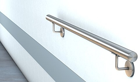 Edelstahl Handlauf V2A Fertighandlauf Gel„nder Treppe Griff 42,4x2 mit Klipsrosette (0,8 m)