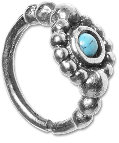 viva-adorno® 1,0mm Nasenring Silber Nasenpiercing Piercing Hoop Ring Vintage Antik Style verschiedene Designs Z516s, D4