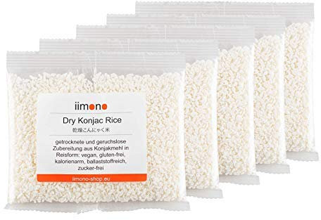 iimono Dry Konjac Rice - kalorienarmer & kohlenhydratarmer Konjak-Reis (5 x 200g)