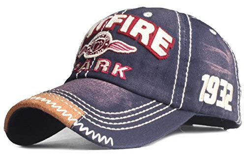 Sporty Baseballcap Spitfire Distressed Snapback Vintage Used Look Retro Flugzeug Oldschool Kappe Mütze Cap Schirmmütze Basecap verstellbar (Navy)