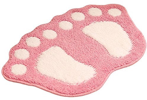 Badezimmer Teppich Tür Fußmatte Badematte - Niedliche Pfote Füsse Toilette Badewanne Dusche Rutschfeste Matte Wasser Absorbierend Schnell Trocknend Waschbar Langlebig Teppich - 40cm x 60cm (Rosa)