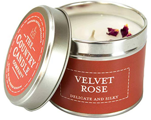 The Country Candle Company Pastels Tin Candle – Velvet Rose Scented, Up to 35 Hours Burn Time