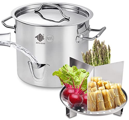 Stock Pot, olla de acero inoxidable, vaporera con tapa, vaporera divisor tamales vaporizador, ARC USA, nuevo diseño, 20 QT/24 QT/32 QT/40QT/52QT