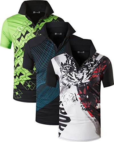 jeansian Herren 3 Stuck Mischen Pack Sport Polo T-Shirt LSL263_244_224 Black M