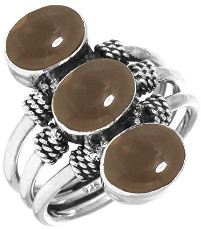 Boho Handgefertigter Schmuck Natürlicher Edelstein Kristall, Granat, Tigerauge, Lapis Oval Echter 925 Sterling Silber Ring für Frauen