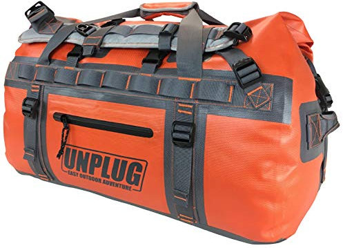Unplug Ultimate Adventure Bag | 1680D strapazierfähige wasserdichte Seesack | wasserdichte Seesack für Camping, Motorrad, Trockentasche, Jagdtasche, Abenteuer-Sporttasche, 155 l Adventure Orange,