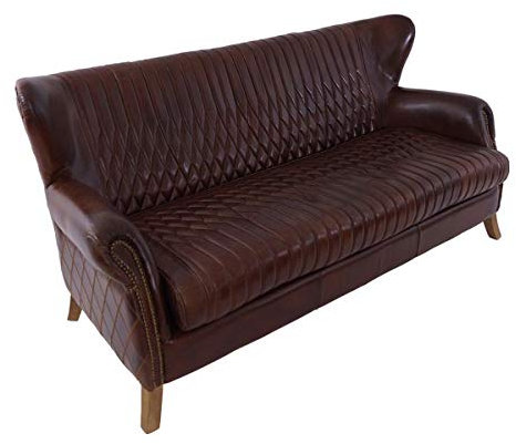 Loungesofa Enfield 3- Sitzer Vintage Leder Vintage Cigar Messingnieten