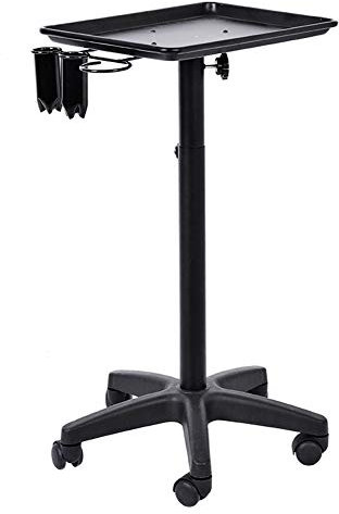 Friseurwagen auf Rollen Arbeitswagen Höhenverstellbar Rollwagen Friseur Trolley Mit 2 Tassen und 1 Metallring für Friseursalon Spa, Schönes Friseurwagen Trolley Schwarz