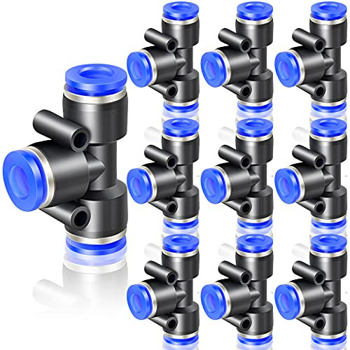 ERGAOBOY 2 Stück Blau 8mm AD 3 Wege T Stück Push to Connect Fittings Rohrverbindung Push Fit (PE-8)