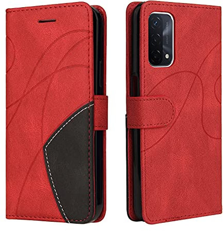 Fatcatparadise Kompatibel mit LG K50 / Q60 Hülle, Leder PU Brieftasche Handyhülle Flip Case Silikon Bumper Schutzhülle Klapphülle. Lederhülle mit Kartenfächern und Standfunktion (Rot)