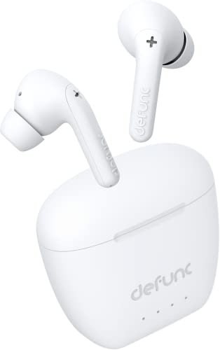 Defunc True Audio In-Ear True Wireless Ohrhörer, geringe Latenz, Bluetooth 5.3 Dual Kopfhörer, 30 Min. Schnellladekoffer, Touch-Steuerung, IPX4 wasserdicht & 3 Ohrstöpsel-Größen, Weiß