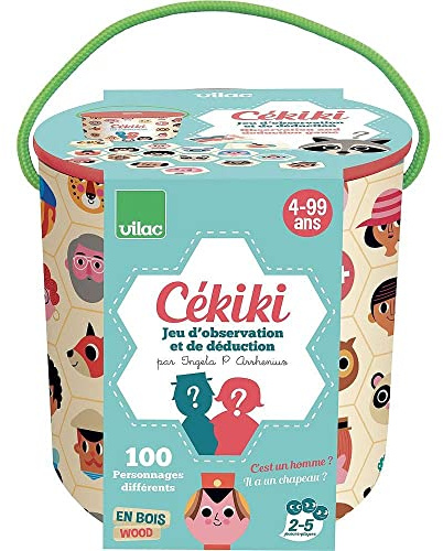 Beobachtungs- und Deduktionsspiel Cékiki aus Holz Geselligkeit Kinder 4+ | Kompakte Maße 16 x 16 x 16 cm -geselliges Gesellschaftsspiel -fördert Logik und Beobachtung -clevere Geschenkidee heute