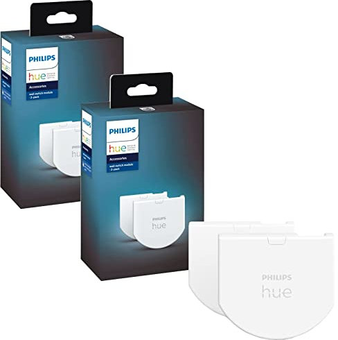 Philips Hue Module d'interrupteur Mural, Blanc, 2 x Pack de 2 (4 Total)