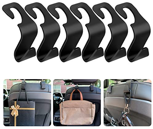 tao pipe 6 stücke Auto Lagerung Haken, Auto Kunststoff Haken Rücksitz Kopfstütze Haken Aufbewahrungshaken für Autositz Autositz Rücksitzhaken Kopfstütze Kleiderbügel Handtaschenhalter Taschenhaken