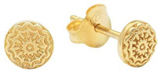 float Damen Gold Ohrstecker Ohrring Mandala aus 925 Sterling Silber und 18 Karat vergoldet