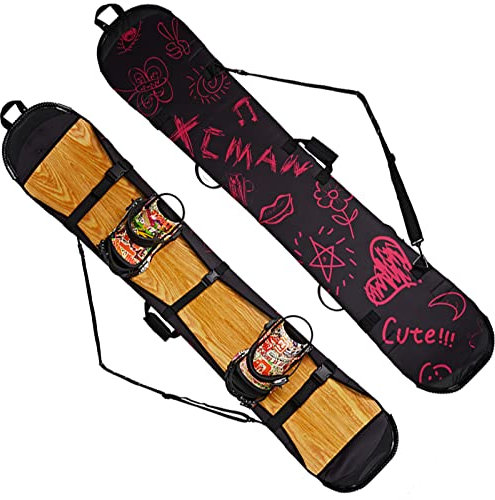 WEALTHY73 Tragbare Snowboardtasche Snowboardschutz Eine Schulter-Aufbewahrungstasche für Skiausrüstung SBR-Gummi Wasserdichtes, Verschleißfestes Gewebe,Pink,160CM