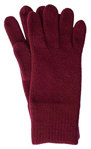FosterNatur, Damen Handschuhe Fingerhandschuhe Winterhandschuhe, 100% Wolle extrafine (Bordeaux, Gr. 6)