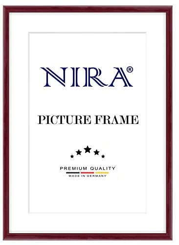 NiRa Massiv Holz Bilderrahmen Schmal 40 x 90 cm in Bordeaux-Rot Hochglanz | Farbe und Größe wählbar | Rahmen für Poster | Puzzle | Foto collage HD116