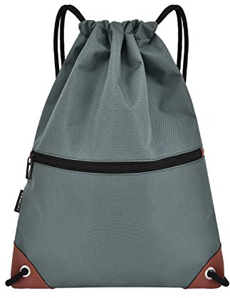 Cosyres Kordelzug Turnbeutel Rucksack Mit Verstellbar Reißverschluß Tunnelzug Innentasche Sportbeutel Hipster (Grau)