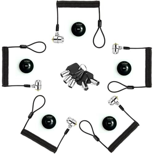 LORADAR Security Retractable Cable Lock Portable Keyed Laptop Lock 3 Keys 8Ft for Monitors, Laptops, MacBooks, Tablets, iPad,Mac Mini,(5 Pack Keyed Alike)
