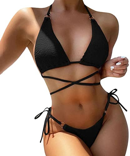 Frauen Crisscross Slimming High Waist Bikini Sexy Mesh 2 Stück Badeanzüge Steinhart Uhren