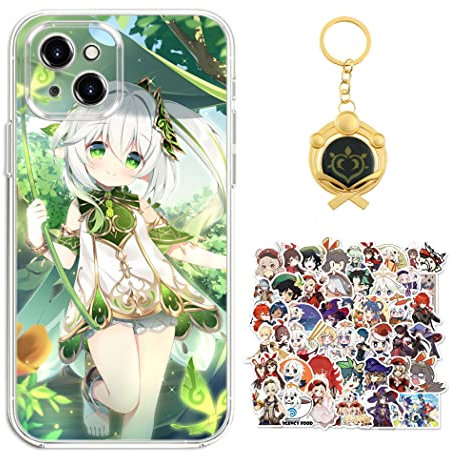 Compatible with iPhone 7/8 / SE 2022 Case Genshin Impact Nahida Anime Game Design [With Vision Keychain and 50pcs Stickers] Cartoon Transparent Soft Silicona Case for iPhone 7/8 / iPhone SE 2020