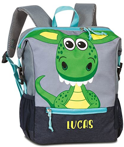 minimutz Personalisierter Kindergarten-Rucksack Dino mit Name | Kleiner Rucksack Kinder Freizeitrucksack aus recyceltem Material Tiermotiv Jungen