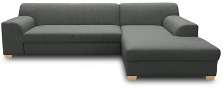 DOMO. collection Ecksofa Tinos, kleines Schlafsofa in L-Form, Eckcouch mit Schlaffunktion, Sofa, Couch, Polsterecke, 273 x 157 x 74 cm (BxTxH), dunkelgrau