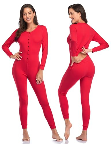 CORLORFULLEAF Herren/Damen Einteiler Pyjama Onesie Base Thermounterwäsche Union Anzug Leichte ganzkörper
