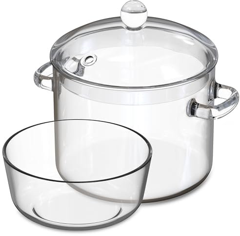 FILULA Ollas de vidrio para cocinar en estufa (1,9 L) con un cuenco para servir incluido como un juego, ollas transparentes para cocinar, juego de utensilios de cocina de vidrio, cacerola de vidrio