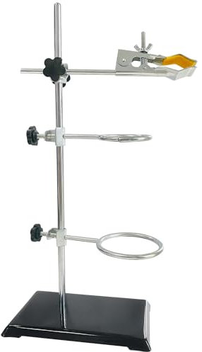 Sutekus Lab Stand Support with Clamp Chemistry Laboratory Stands Support Set Including a Burette Clamp and 2 Flask Ring Clamps, 16 Rod