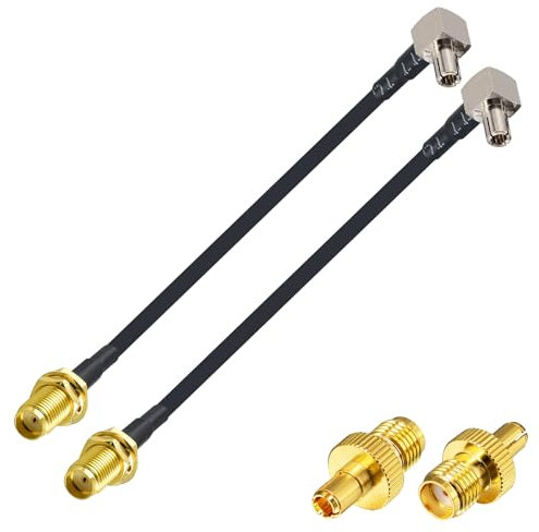 YILIANDUO 4G Antenna Cable Adapter - SMA Female to TS9 Male 90 Degree Pigtial Cable 15CM + TS9 to SMA RF Adapter for 2G 3G 4G LTE Antenna Hsdpa Huawei UMTS Mobile Broadband 2 Set