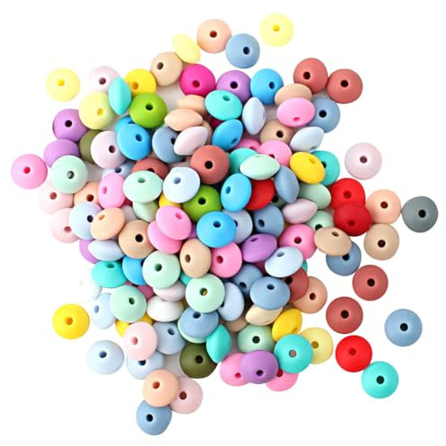 Lot de 150 Petites Perles colorées en Silicone de 12 mm pour Fabrication de Bijoux