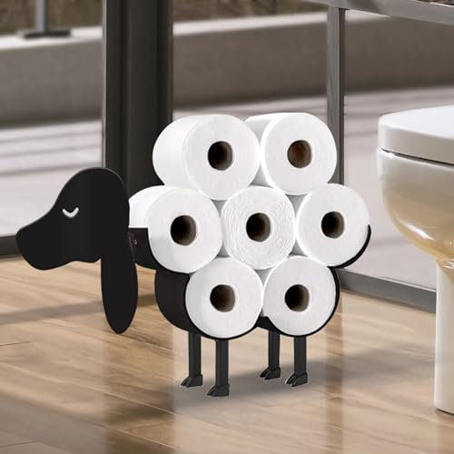 Wigag Dackel Toilettenpapierhalter für zusätzliche 8 Rollen, wandmontierte dekorative Toilettenpapieraufbewahrung, Bauernhaus-Badezimmer, einzigartige Dekoration, freistehende Toilettenpapierschränke