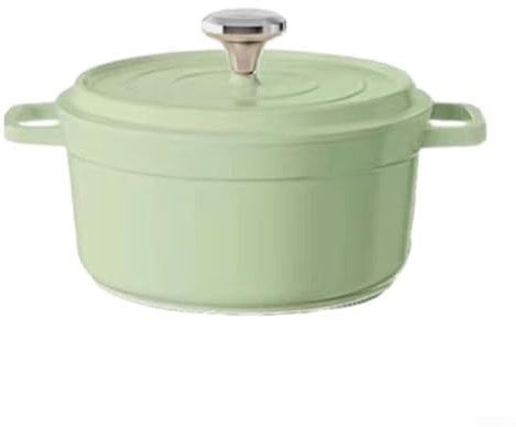 Double-ear Micro-pressure Soup Non-stick Pot Gas Induction Cooker Cooking Pot with Lid, Soup Pot Saucepot for Cooking(green)