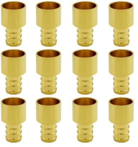 Hooshing 12PCS Pex Sweat Adapter Pex 1/2 x 1/2 Female Sweat Copper Adapter Brass Crimp Solder Fittings for Over Copper Tube